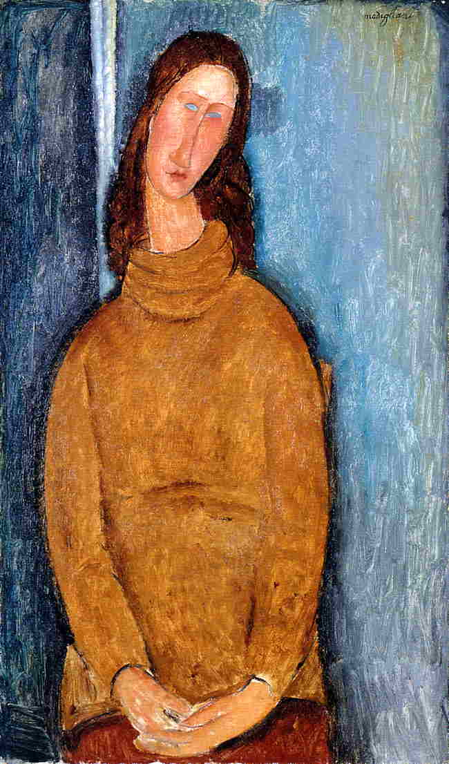 Jeanne Hebuterne in a Yellow Jumper - Amedeo Modigliani Paintings